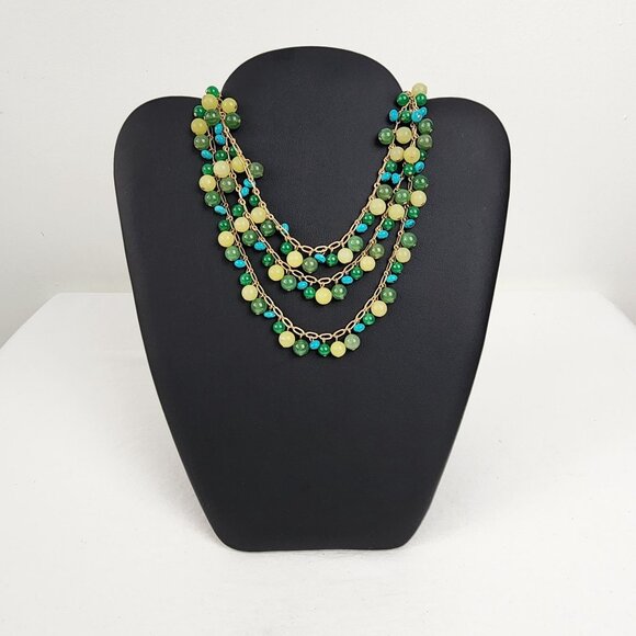Stella & Dot 'Copa' Necklace Turquoise Green Aventurine Lemon Agate Stones Boho - Picture 11 of 12